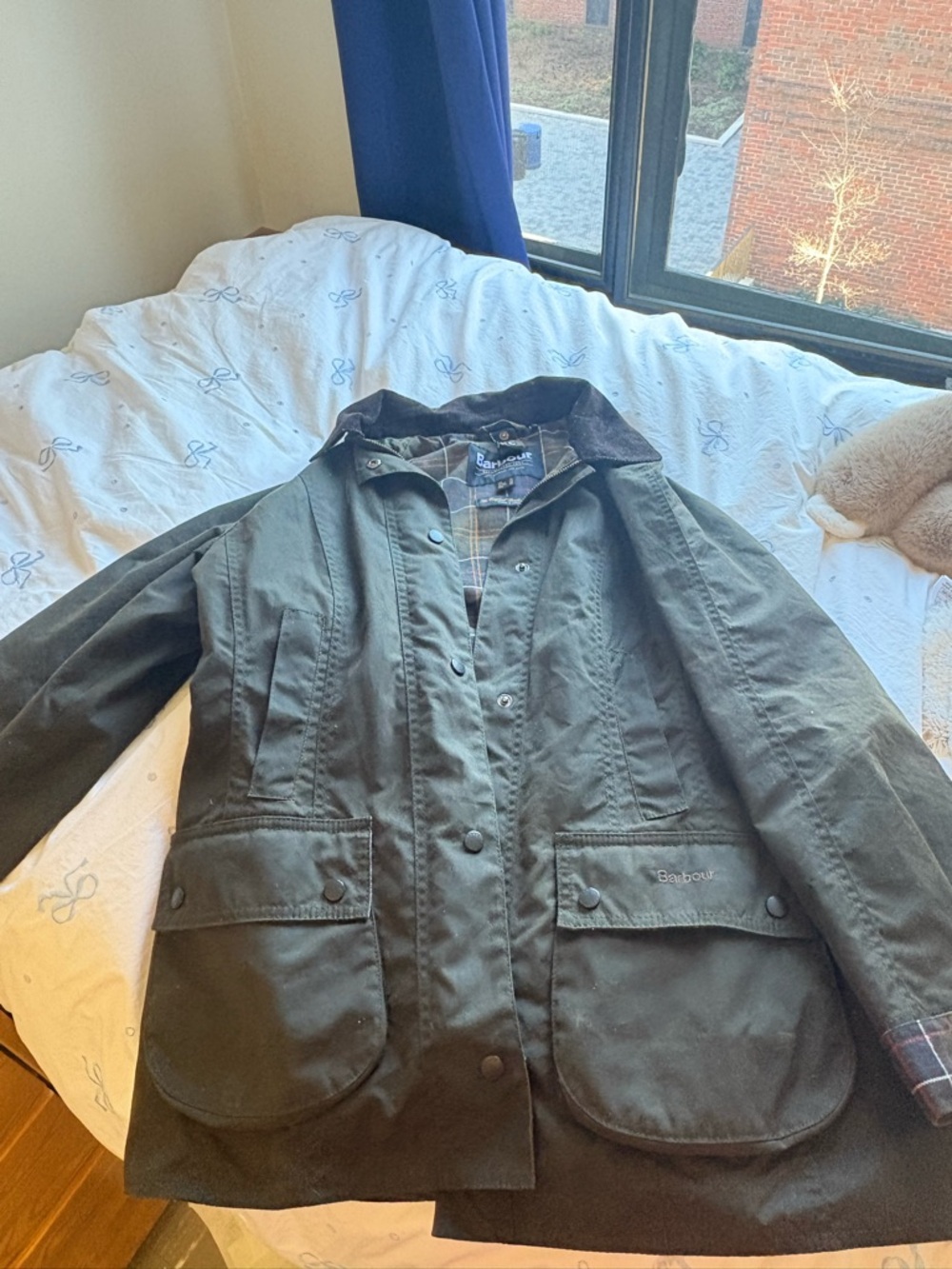 Barbour Dark Olive Green Waxed Cotton Field Jacket
